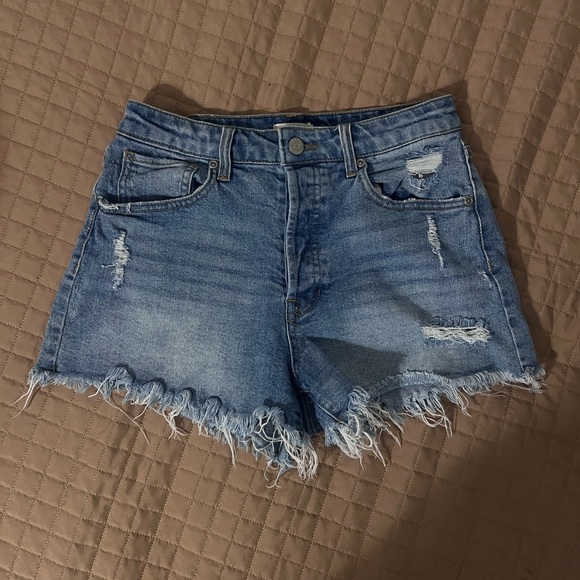Harper Blue Distressed Jean Shorts - Picture 1 of 6
